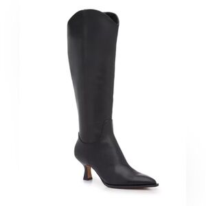 Dolce Vita Annika Pointy Toe Black Leather Wide Calf Tall Boot Size 10